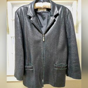 Black Leather Blazer Style Women's Jacket Jones New York XL